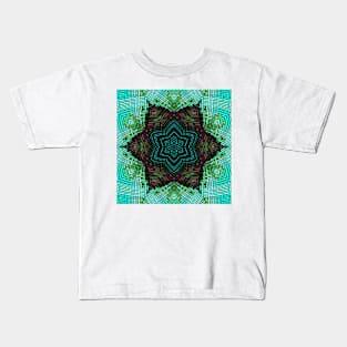 Weave Mandala Green Blue and Purple Kids T-Shirt